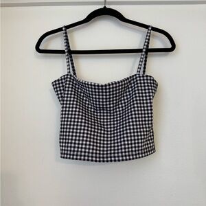 Paragon Black and White Gingham Women's Workout Crop Top- Medium